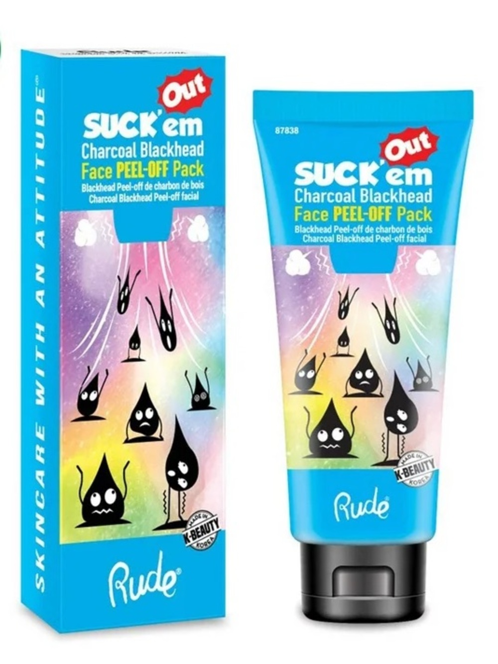 Rude Cosmetics Suck 'em Charcoal Blackhead Face Peel-Off Pack -